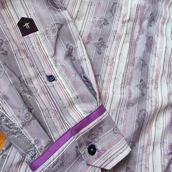 Franco Negretti Paisley Striped Button Down Dress Shirt - Picture 6 of 11